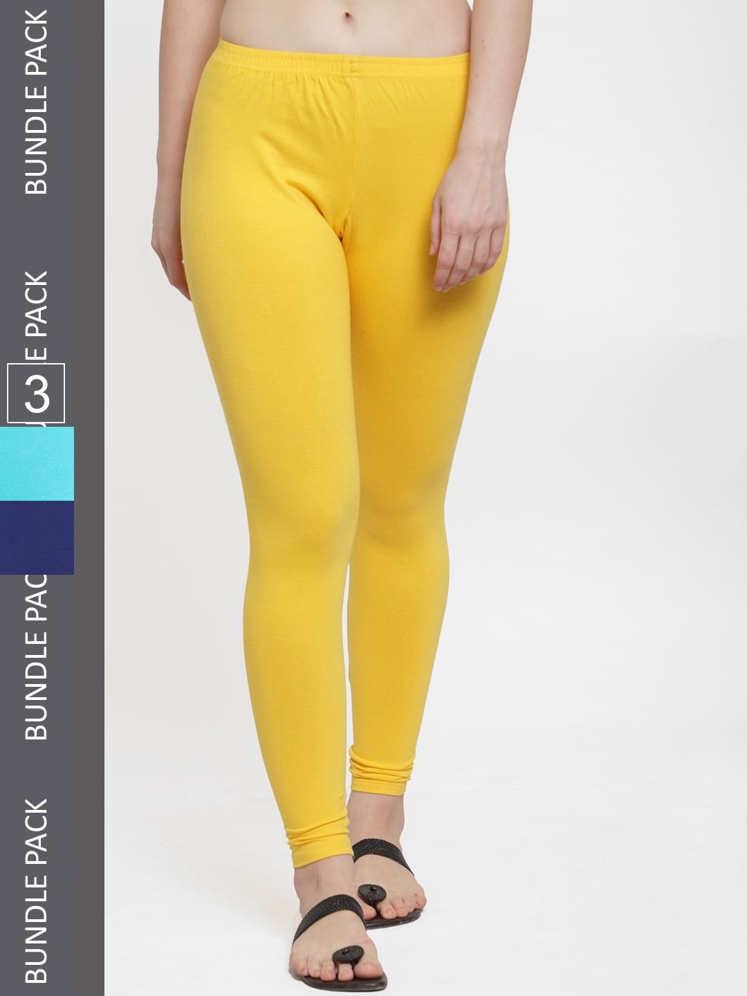 

GRACIT Pack Of 3 Ankle-Length Leggings, Blue