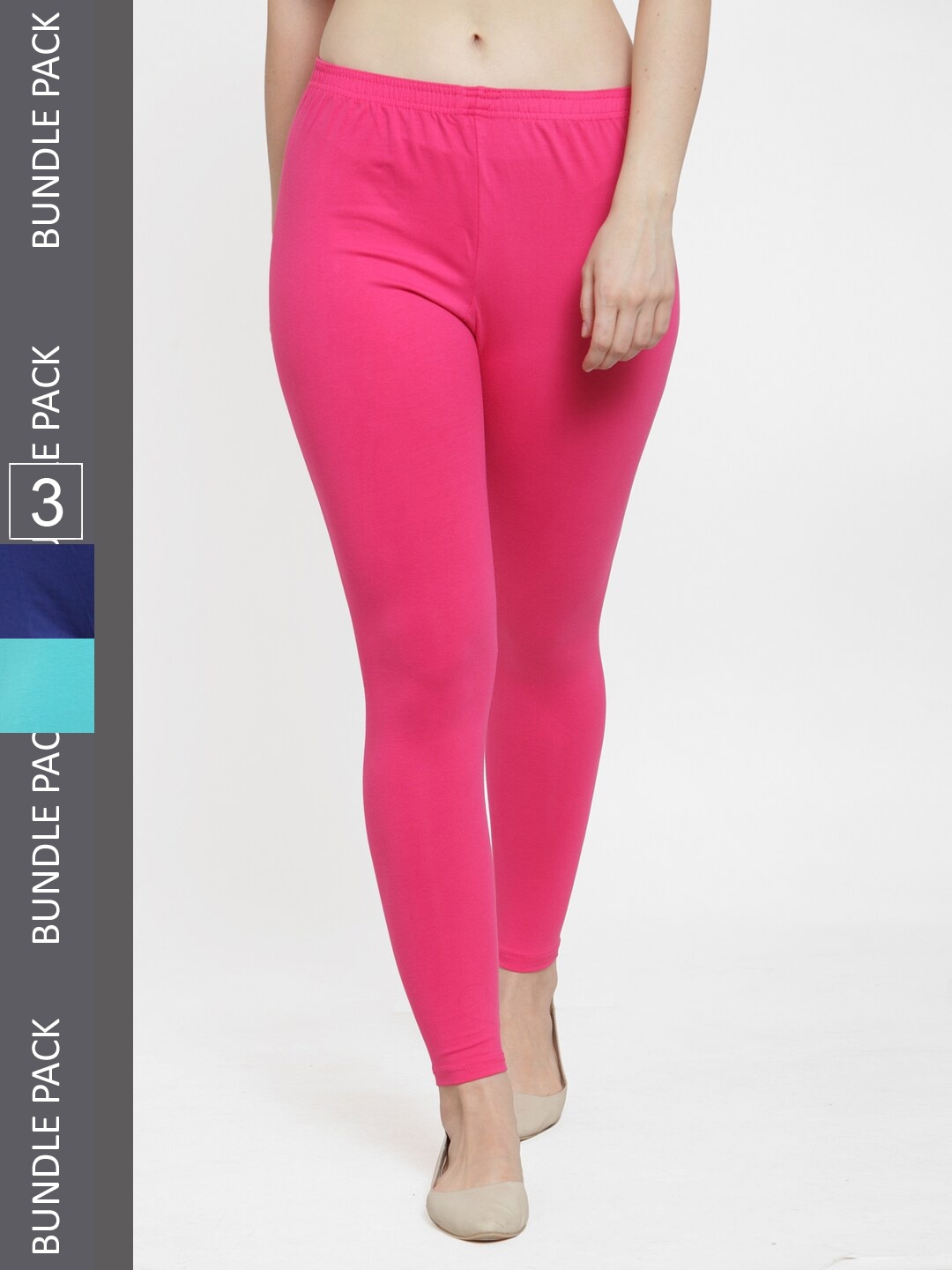 

GRACIT Pack Of 3 Ankle-Length Leggings, Blue