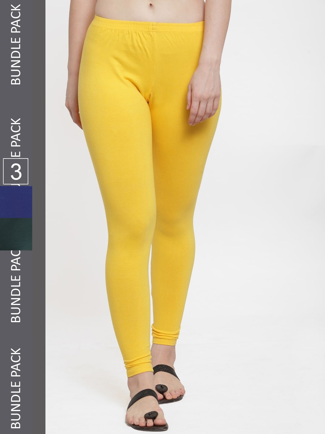 

GRACIT Pack Of 3 Ankle Length Leggings, Blue