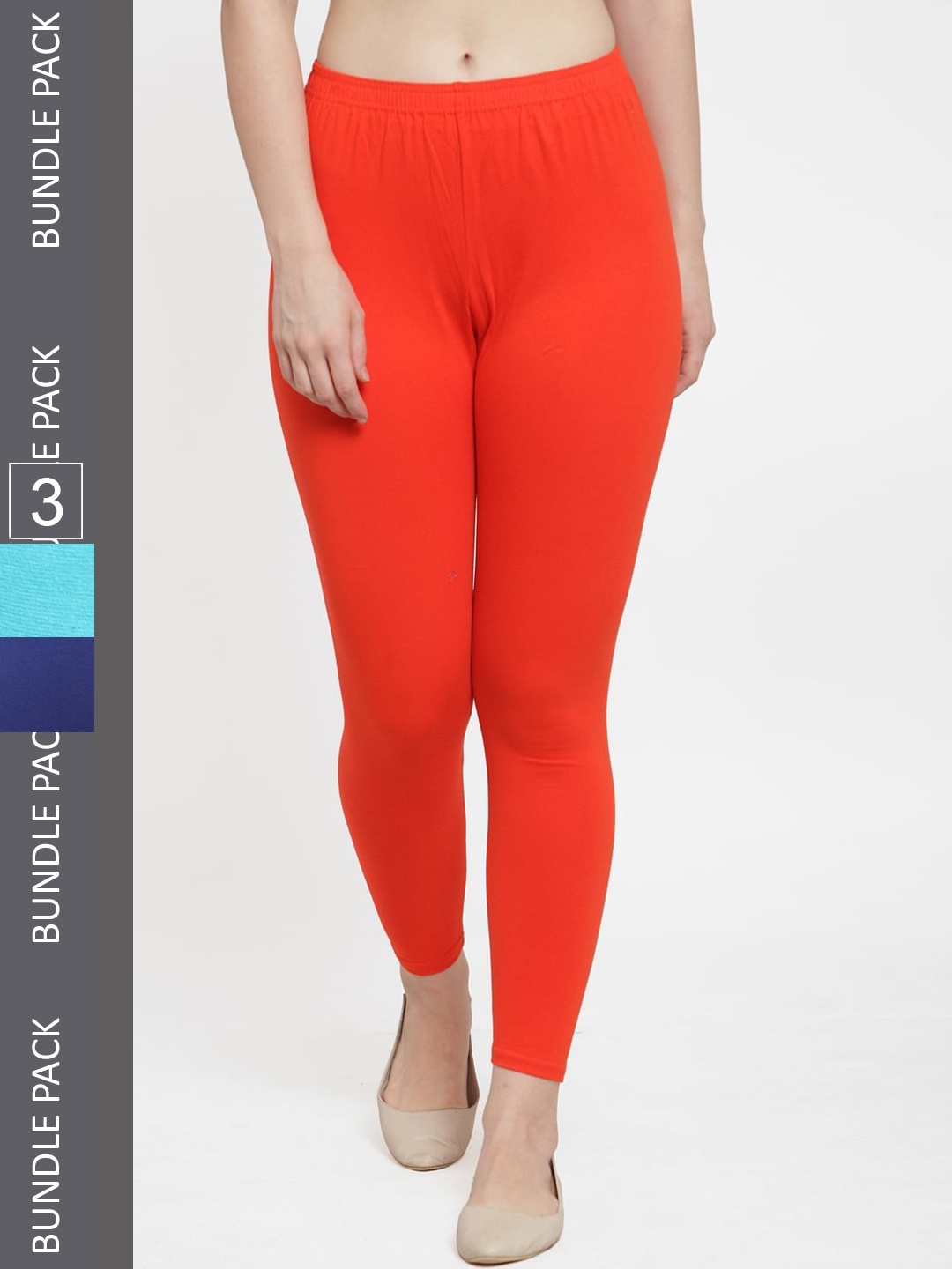 

GRACIT Pack Of 3 Ankle-Length Leggings, Blue