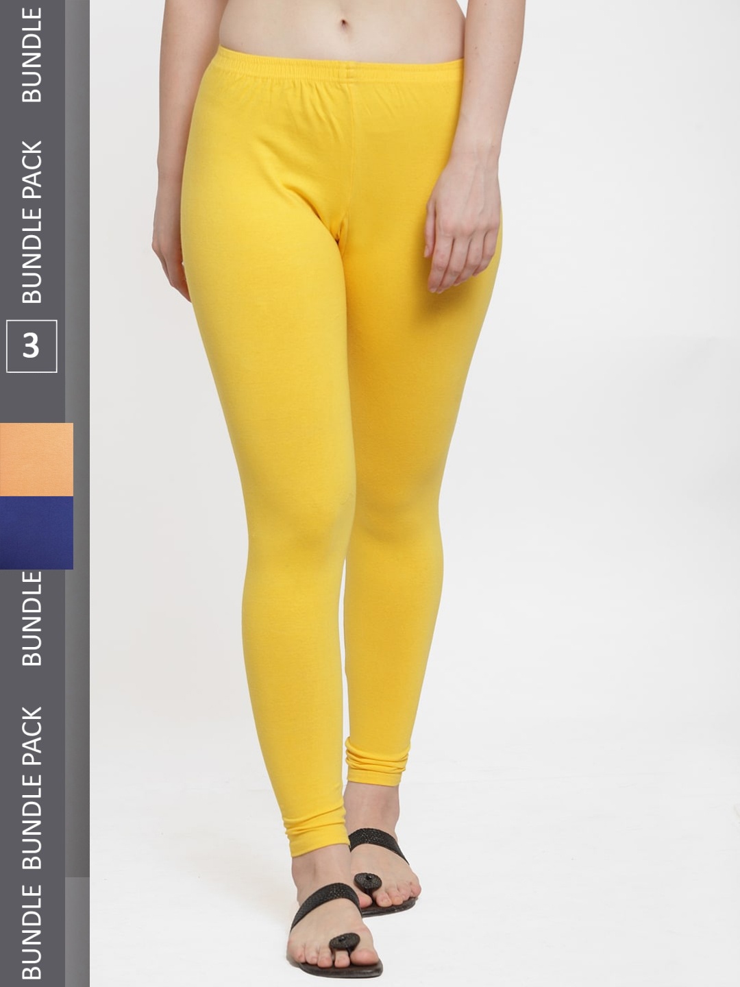 

GRACIT Pack Of 3 Ankle-Length Leggings, Blue