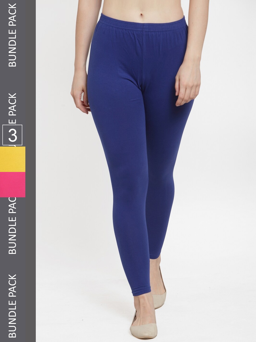 

GRACIT Pack Of 3 Ankle-Length Leggings, Blue