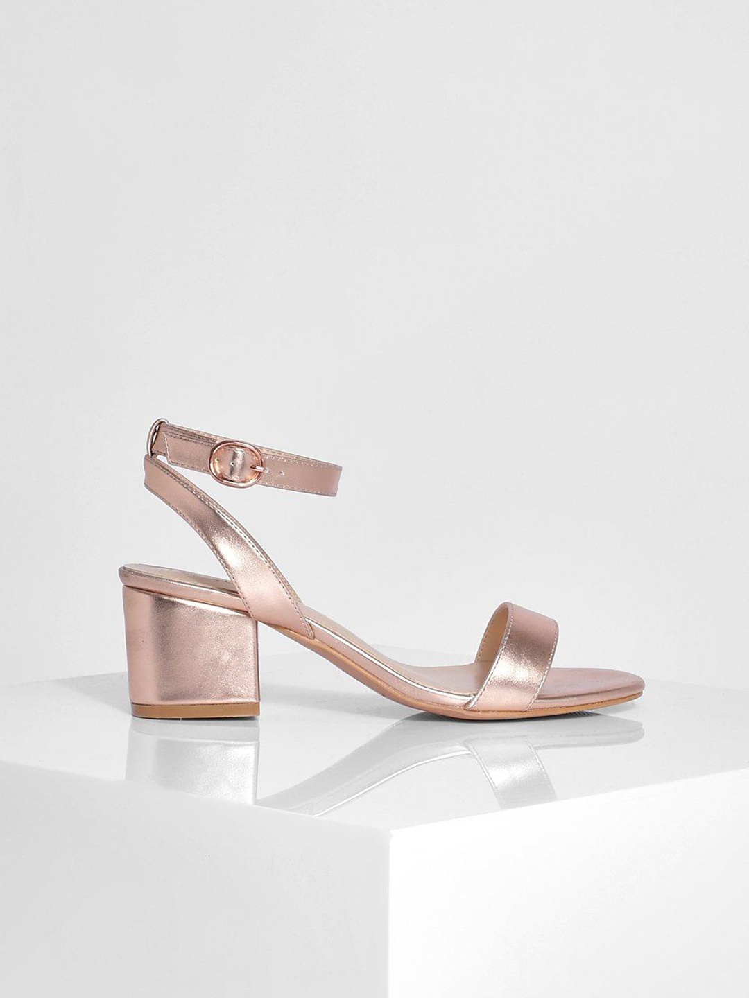 

Boohoo Women Rose Gold Block Heel Sandals