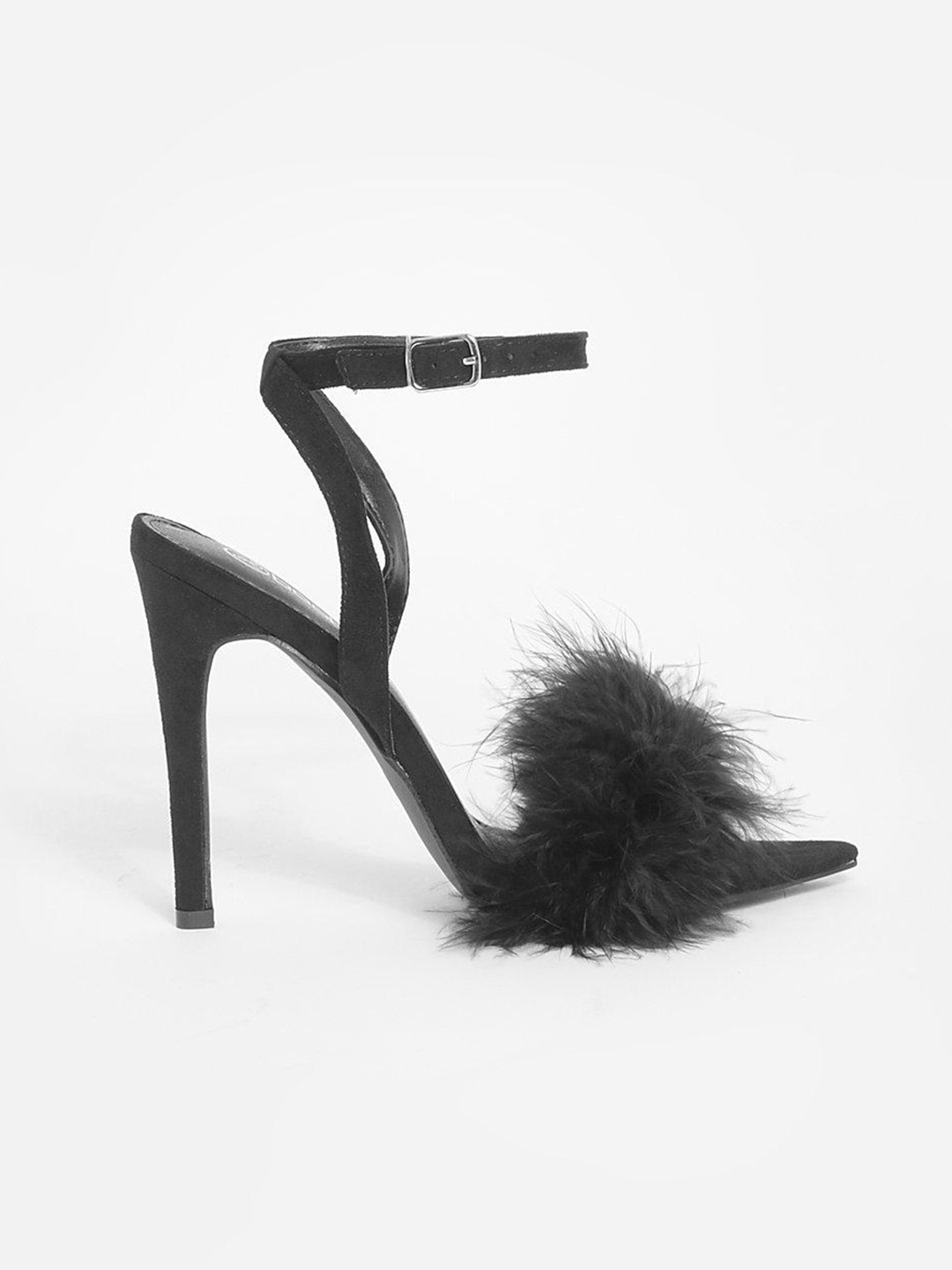 

Boohoo Women Black Suede Stiletto Heel Sandals