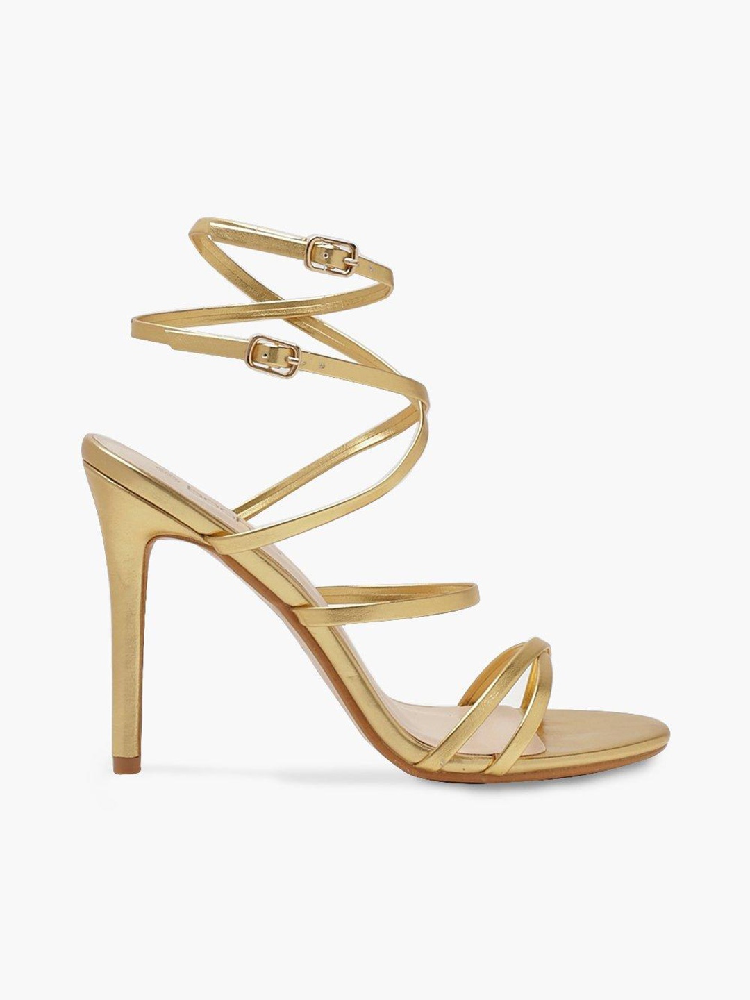 

Boohoo Gold-Toned Mid-Top Party Strappy Stiletto Heels