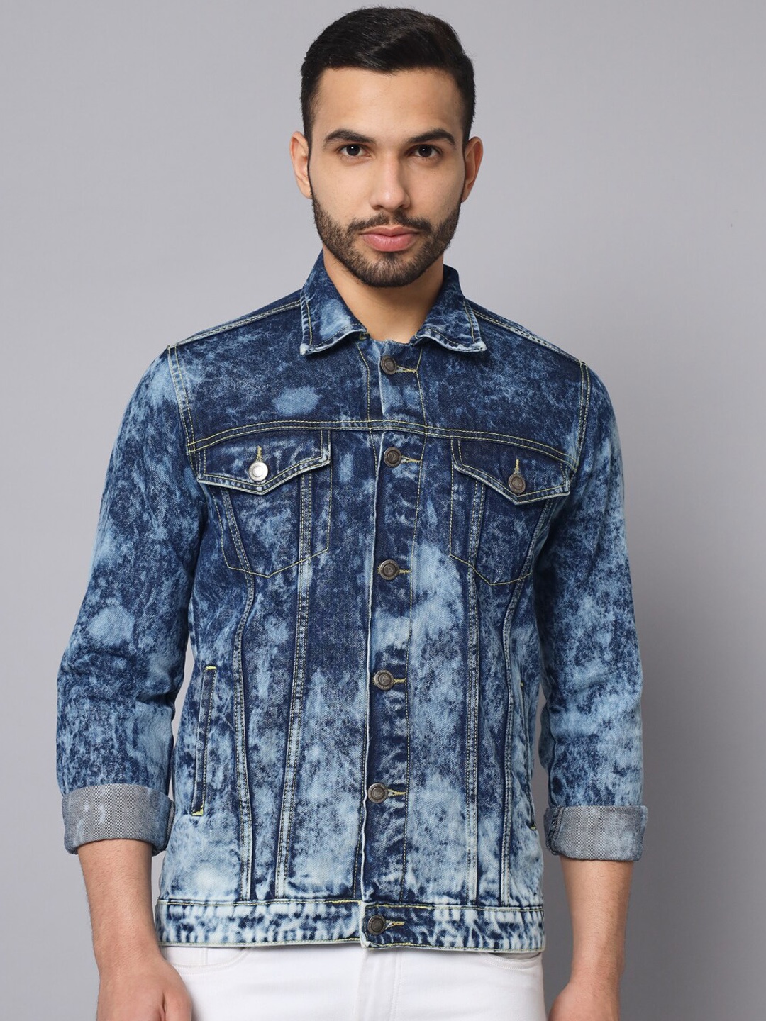 

The Dry State Men Blue Washed Denim Jacket