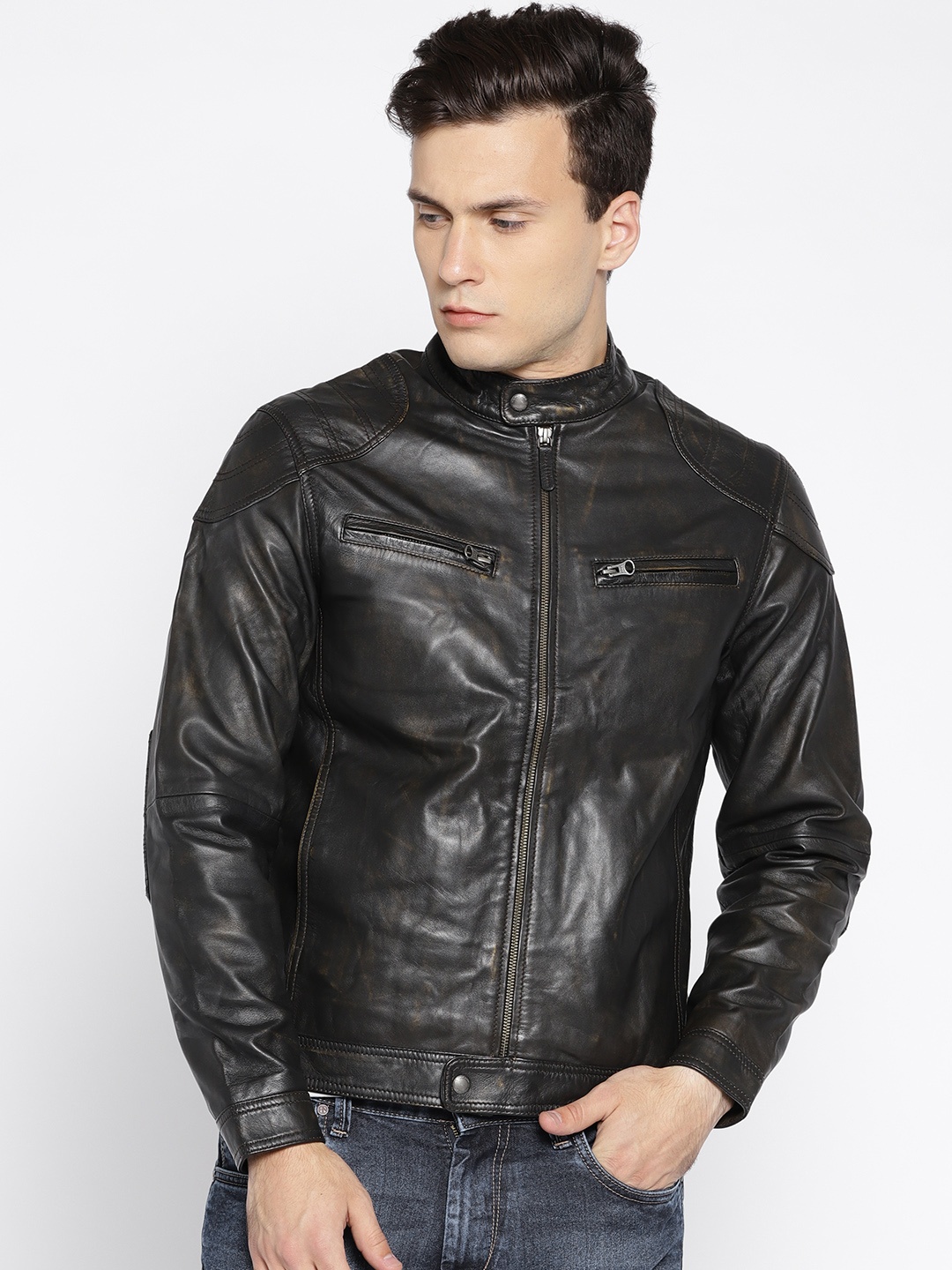 

U.S. Polo Assn. Denim Co. Men Black Solid Leather Jacket