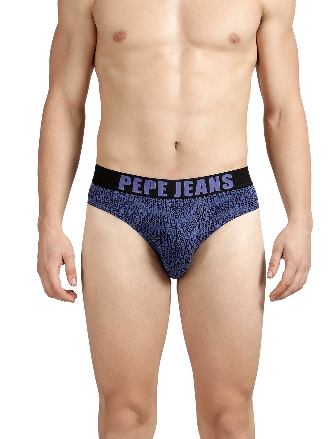 

Pepe Jeans Men Blue Printed Cotton Basic Brief