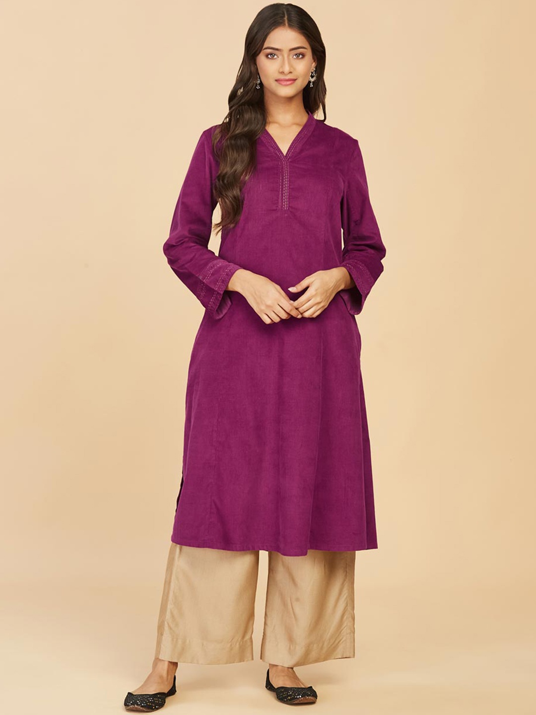 

Fabindia Women Fuchsia Cotton Kurta