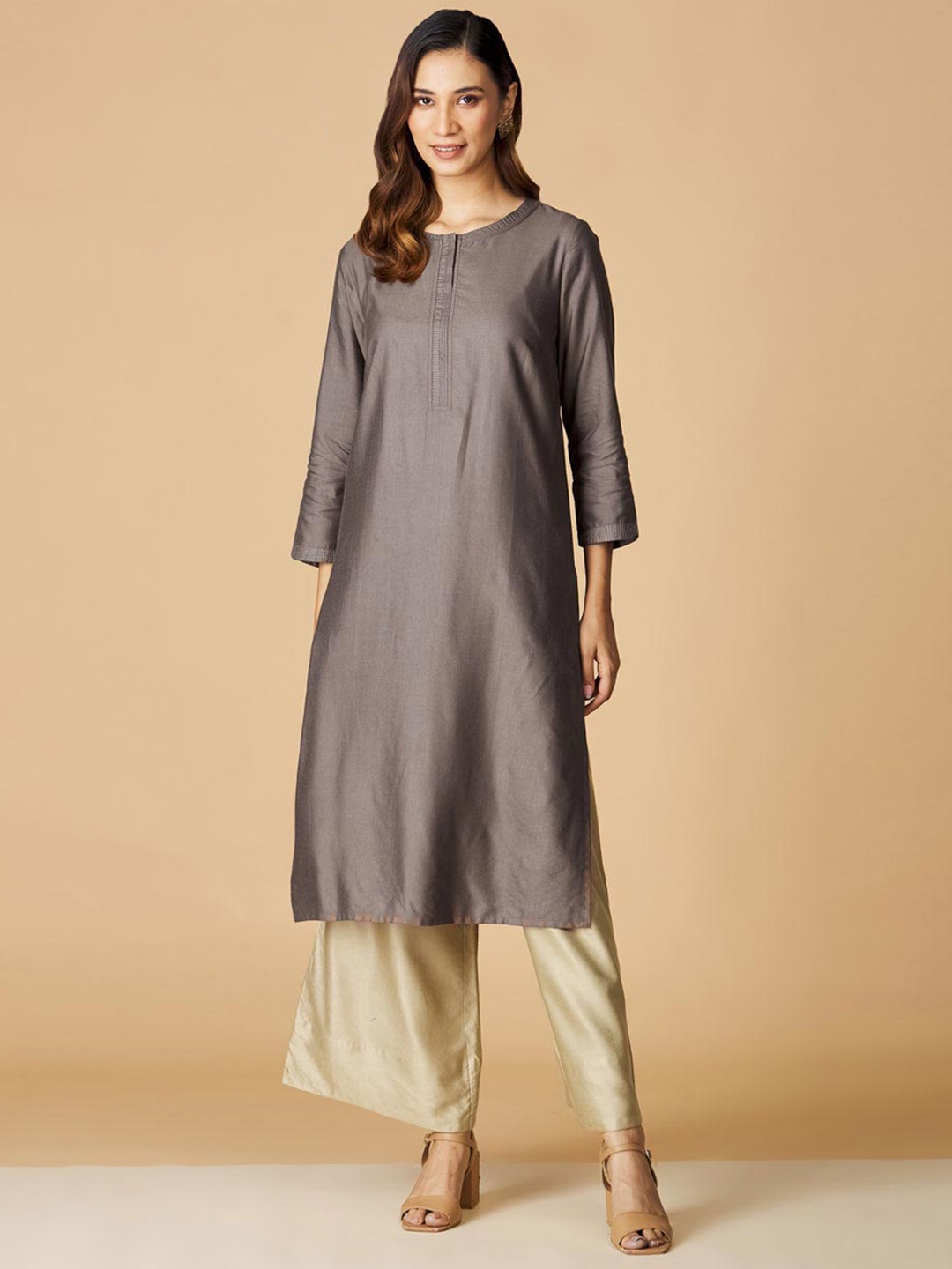 

Fabindia Women Grey Cotton Kurta
