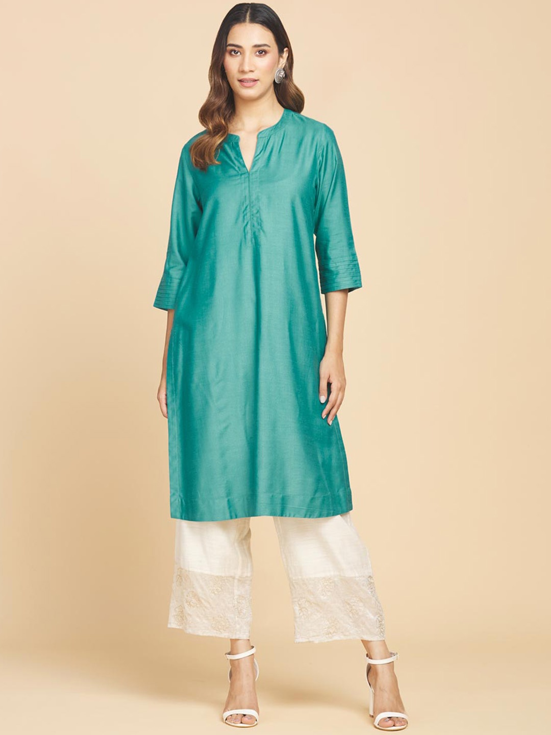 

Fabindia Women Teal Kurta