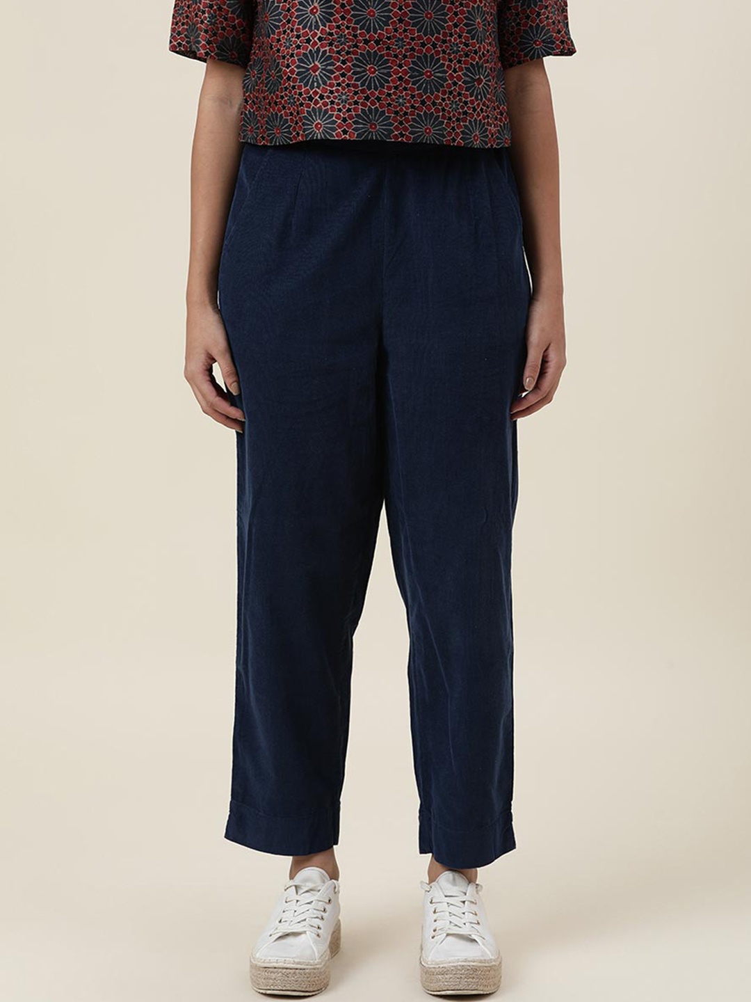 

Fabindia Women Navy Blue Cotton Trousers
