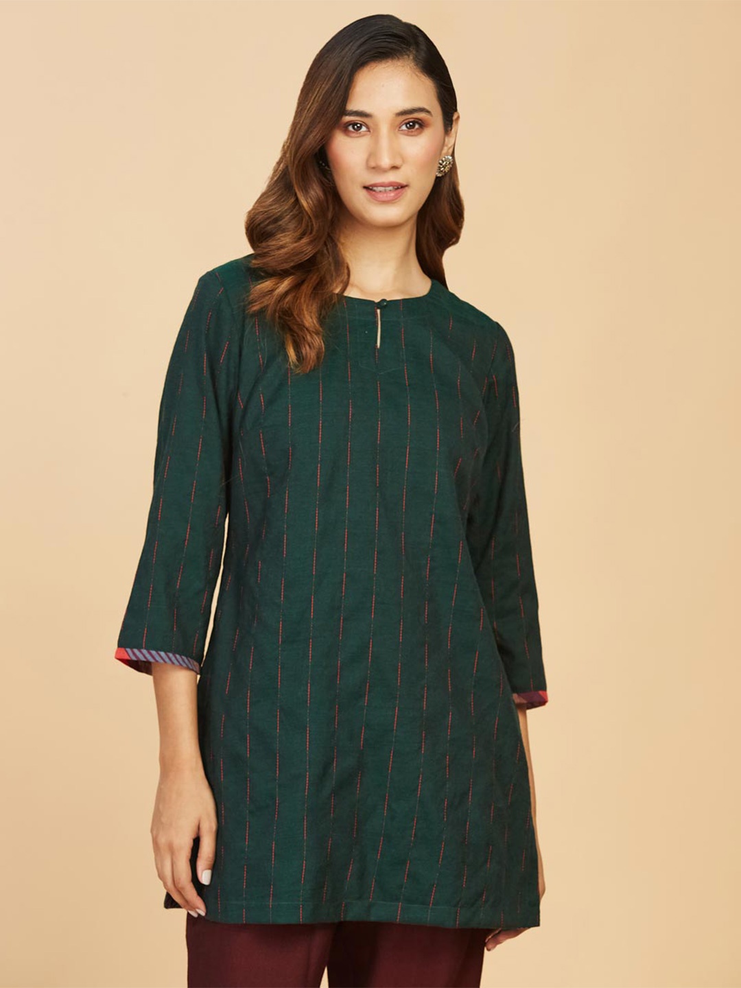 

Fabindia Teal Woven Design Kurti