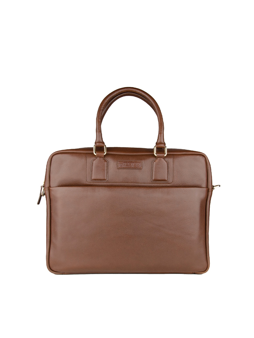 

ARCADIO Unisex Brown & Gold-Toned Textured Leather Laptop Bag