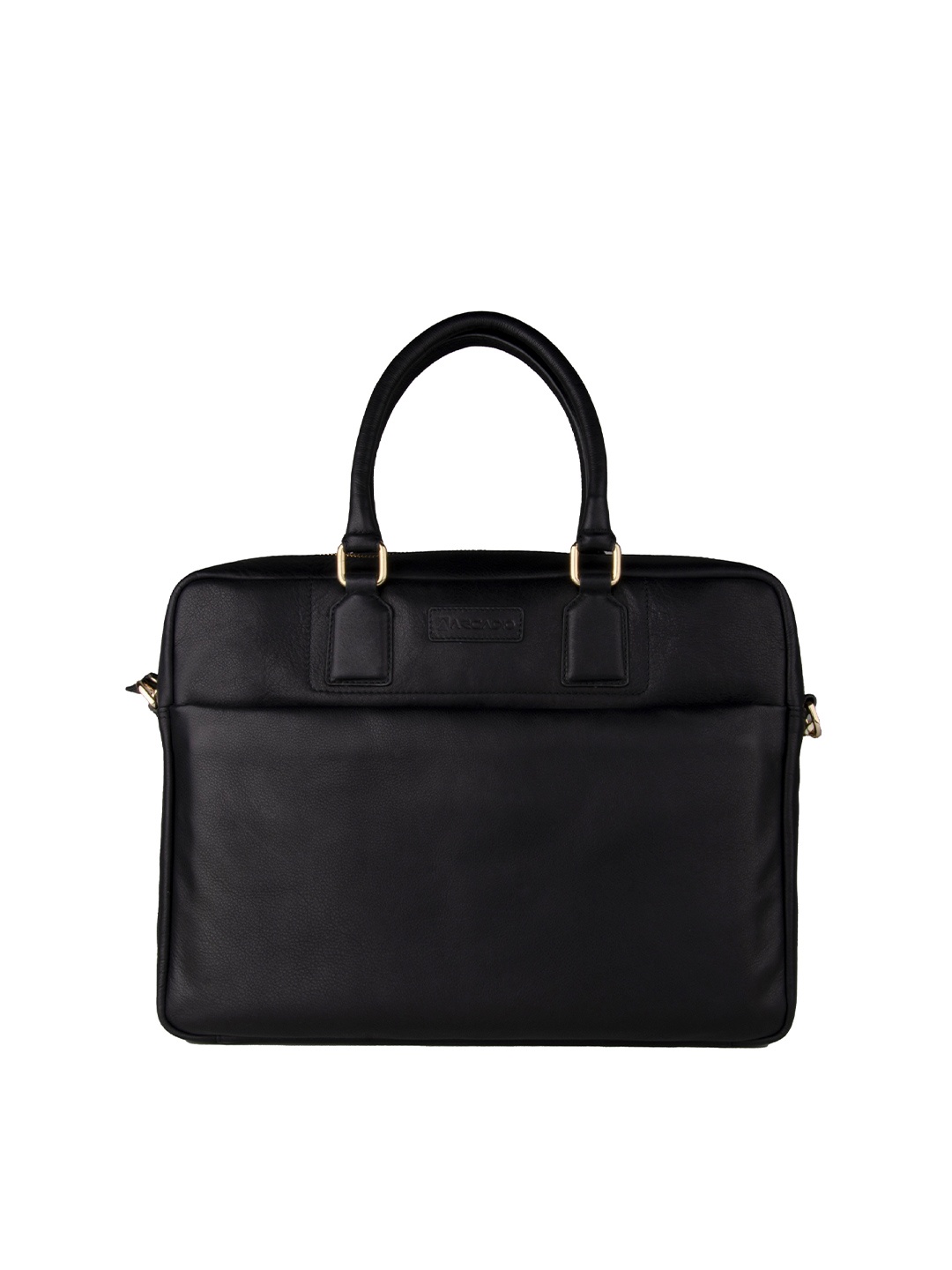 

ARCADIO Unisex Black & Silver-Toned Textured Leather Laptop Bag