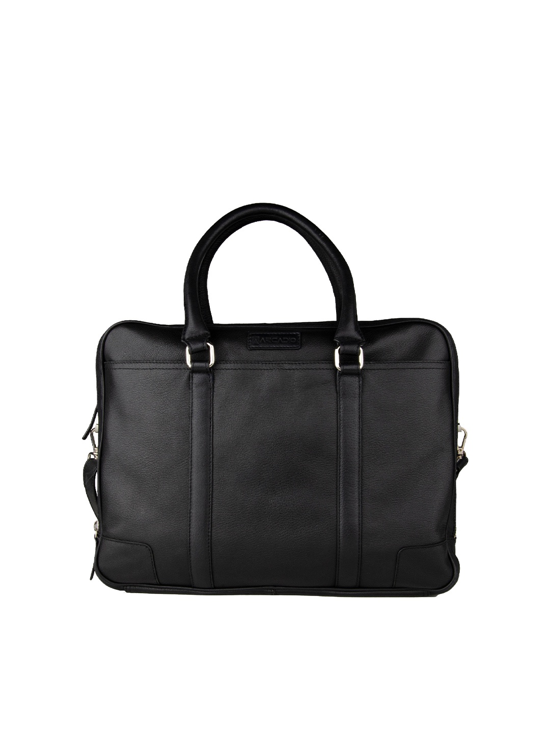 

ARCADIO Unisex Black Textured Leather Laptop Bag