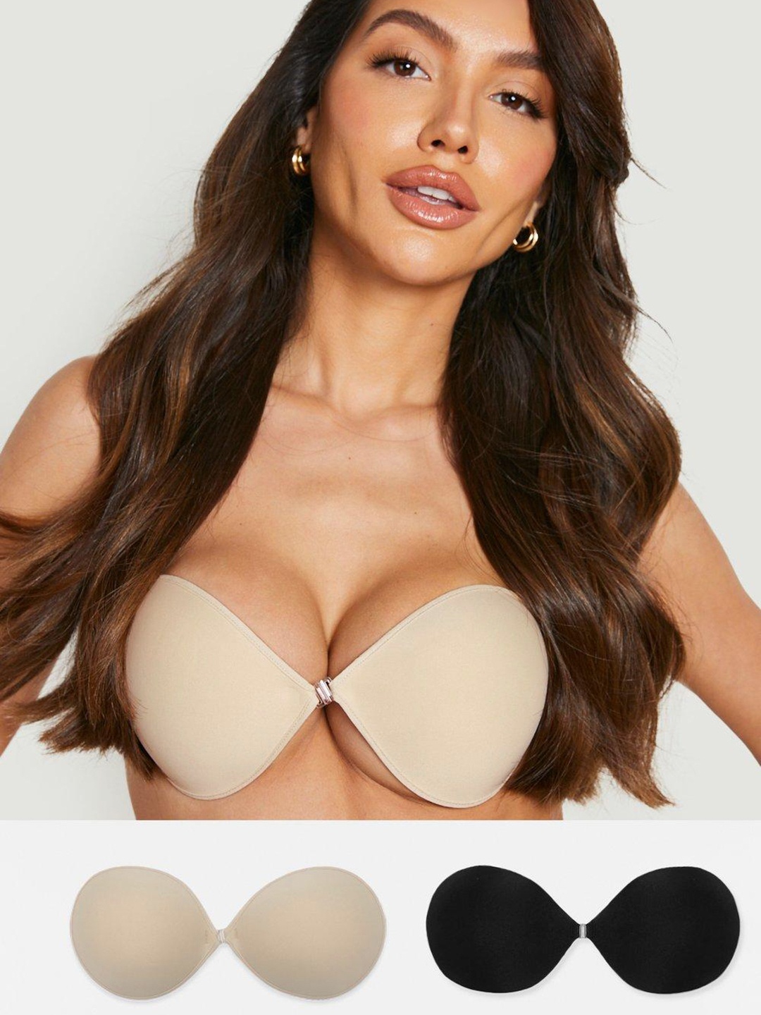 

Boohoo Pack Of 2 Bra Lightly Padded Stick-On Bra GZZ22386, Nude