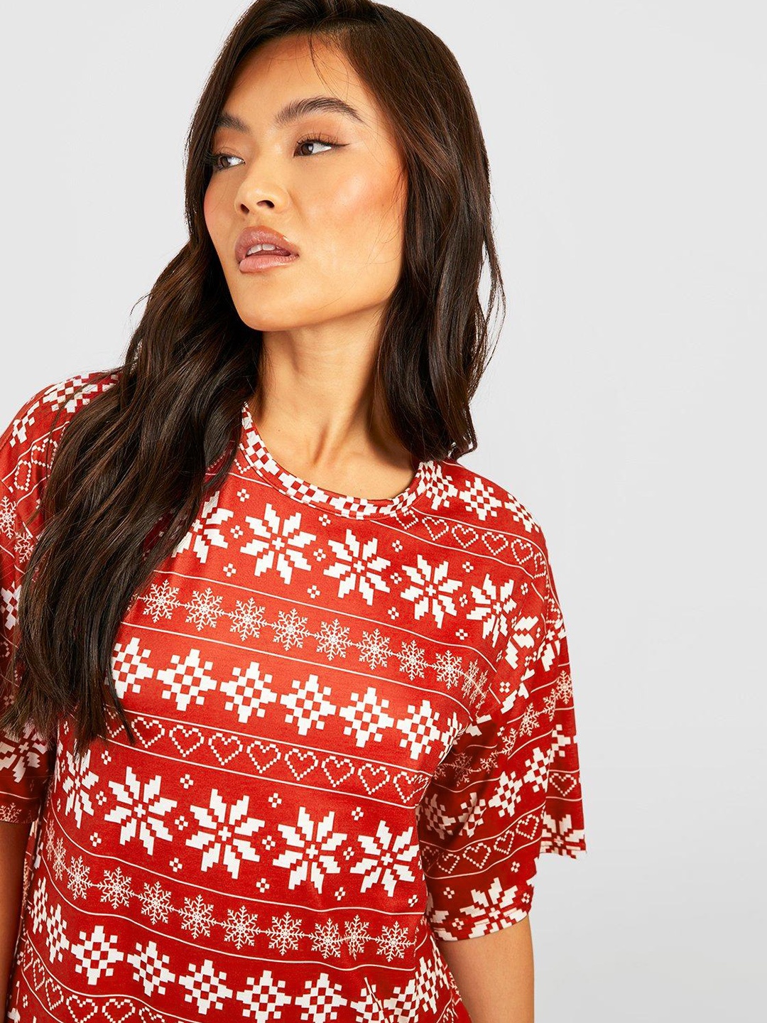 

Boohoo Red Fair Isle rinted Nightdress