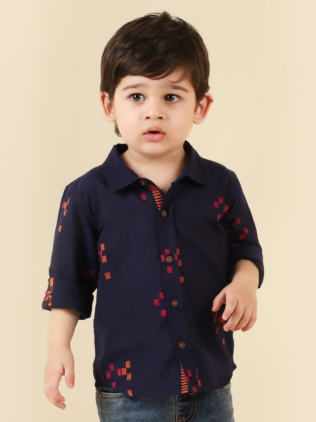 

Fabindia Boys Navy Blue Cotton Casual Shirt