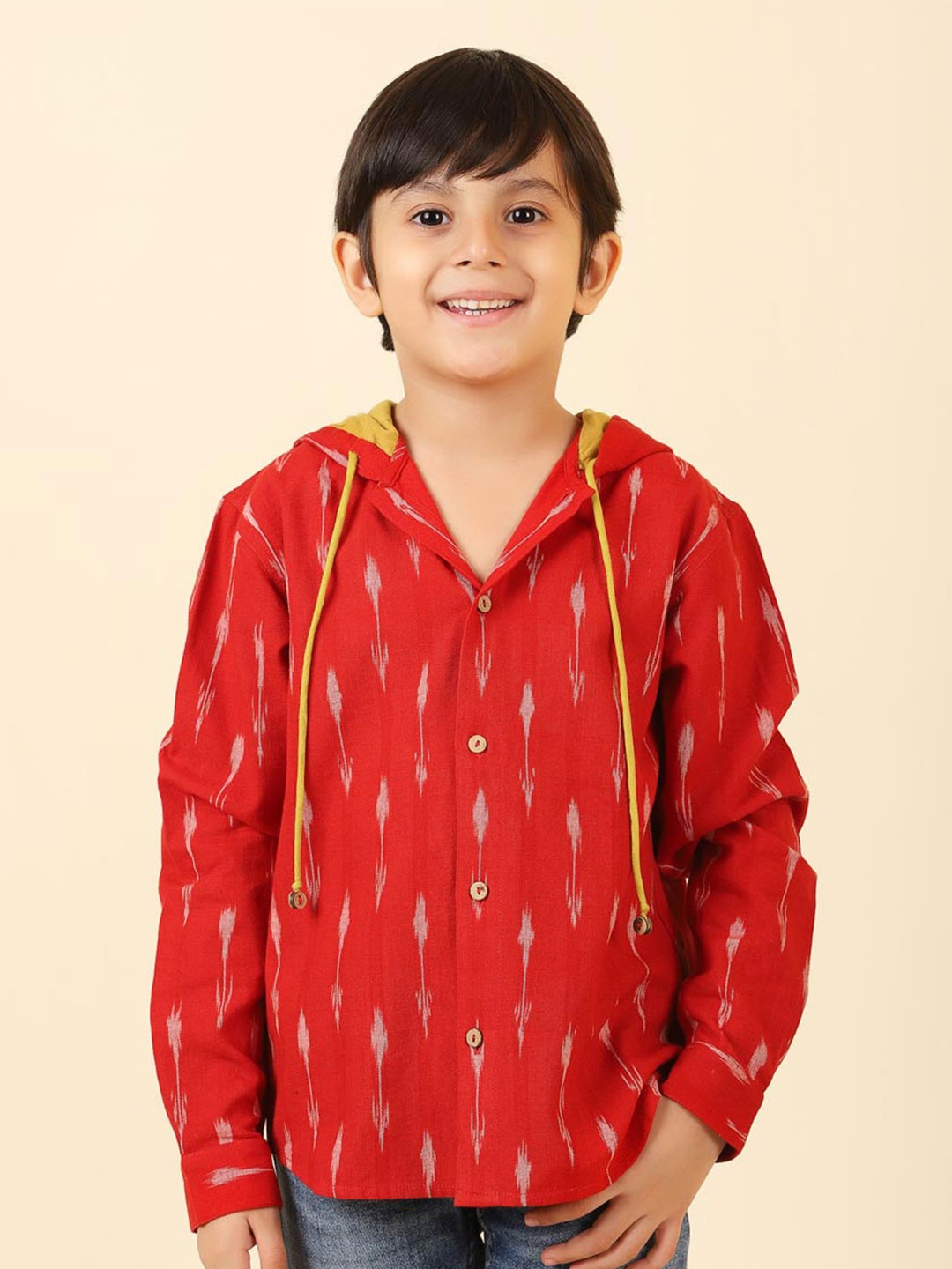 

Fabindia Boys Red Printed Cotton Casual Shirt