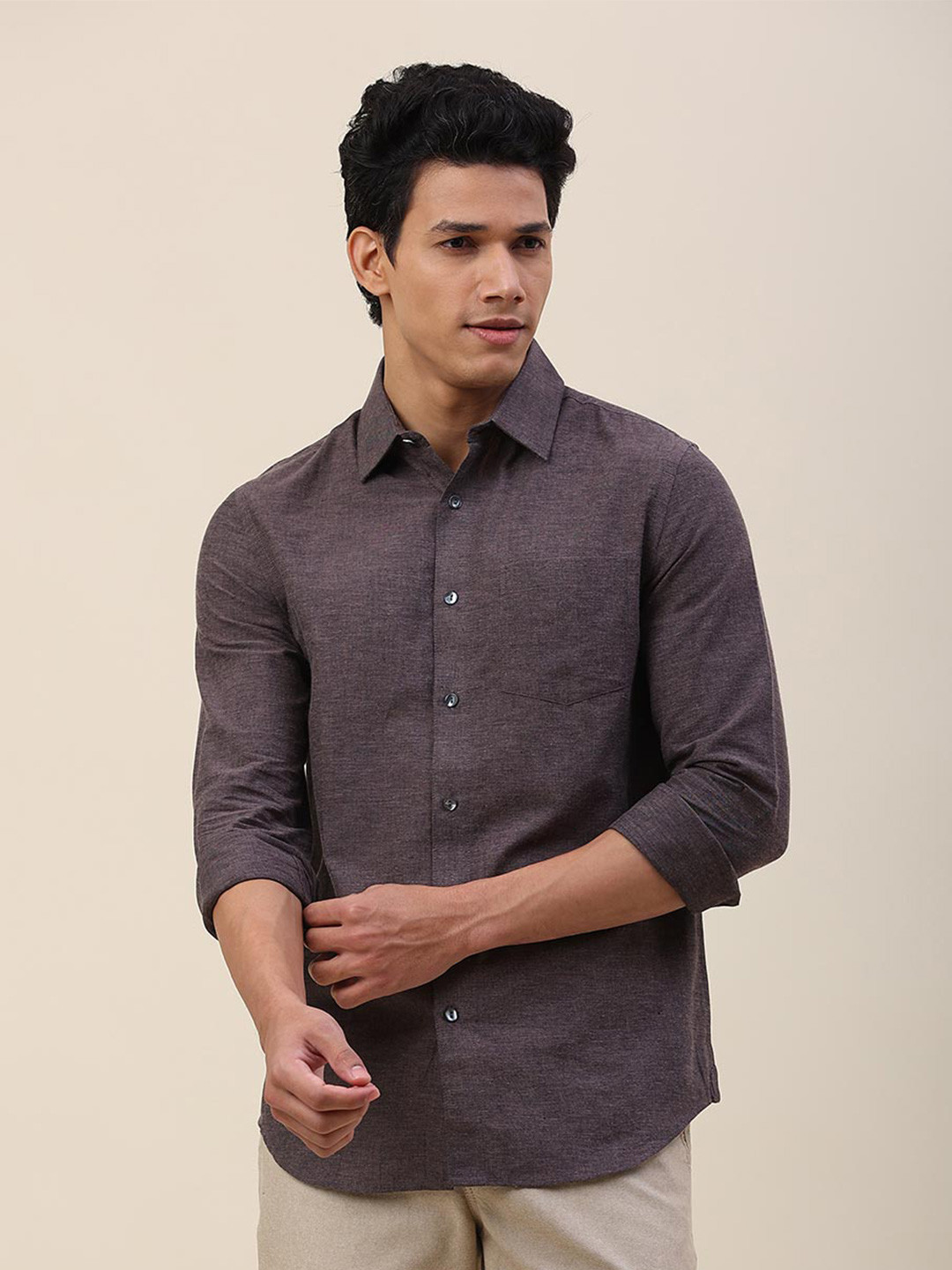 

Fabindia Men Purple Slim Fit Cotton Casual Shirt