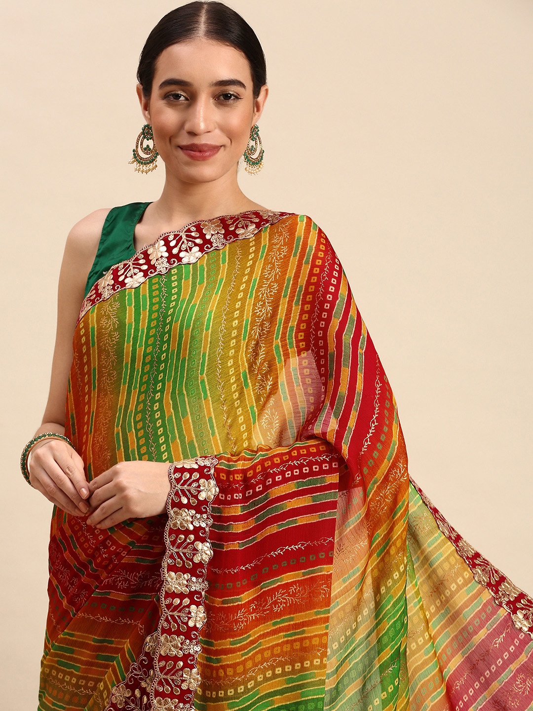 

VASTRANAND Satin Bandhani Print Saree, Multi