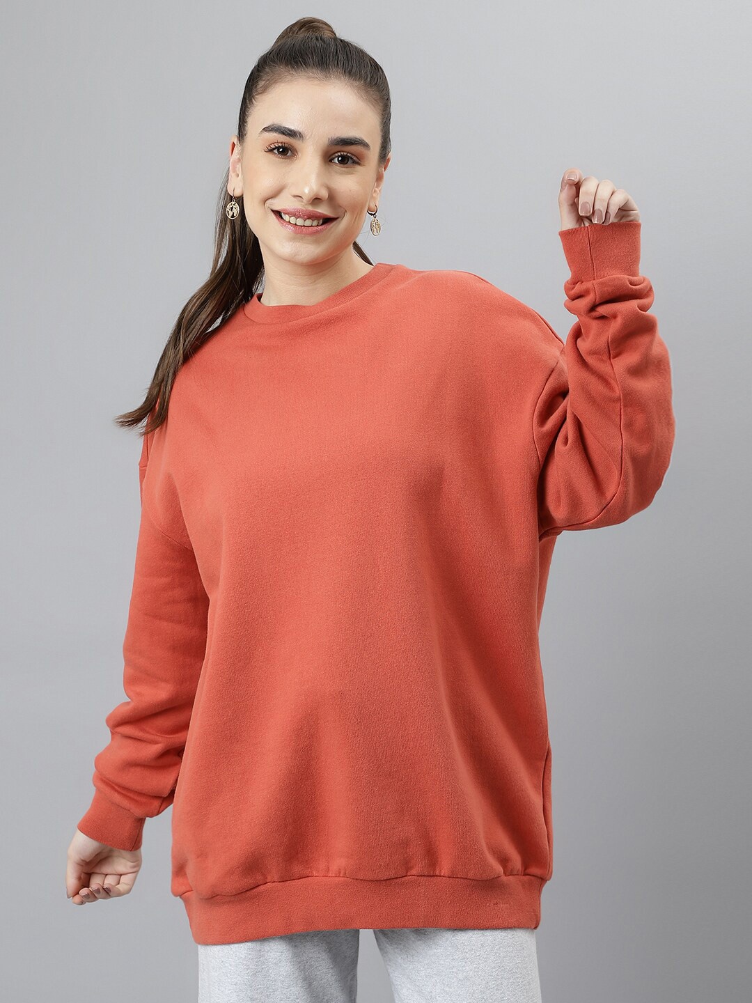 

Pritla Women Rust Cotton Sweatshirt