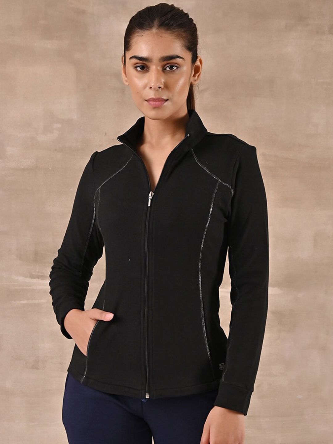 

Lakshita Women Black Outdoor Wool Open Front Jacket