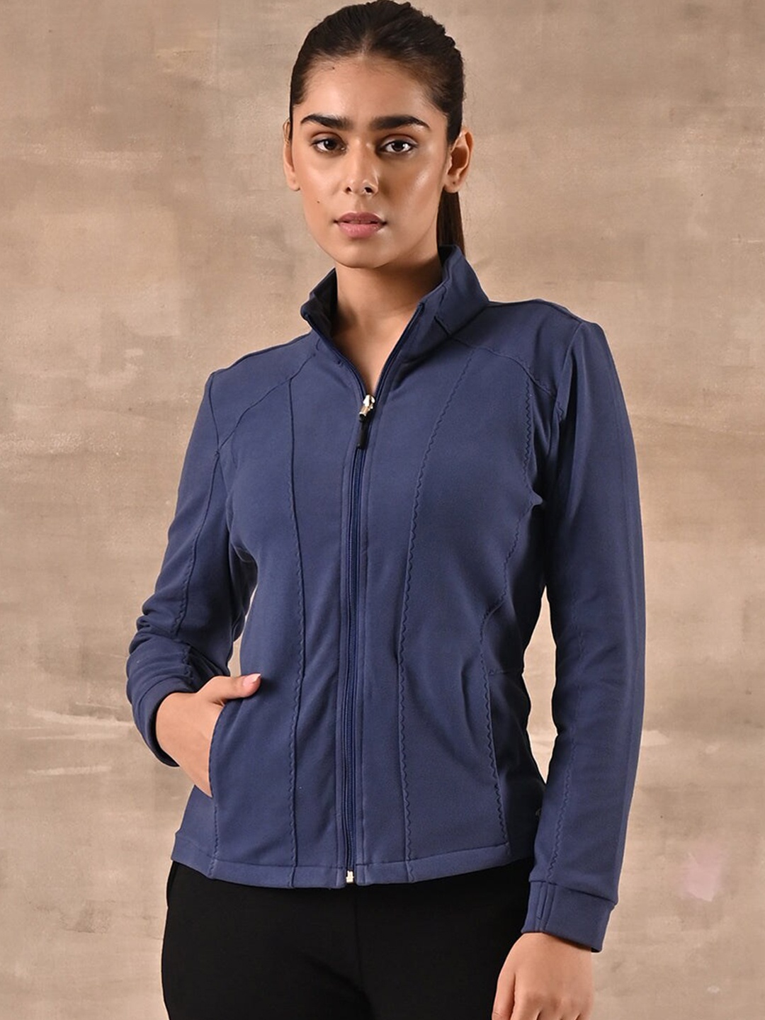 

Lakshita Women Blue Outdoor Wool Open Front Jacket