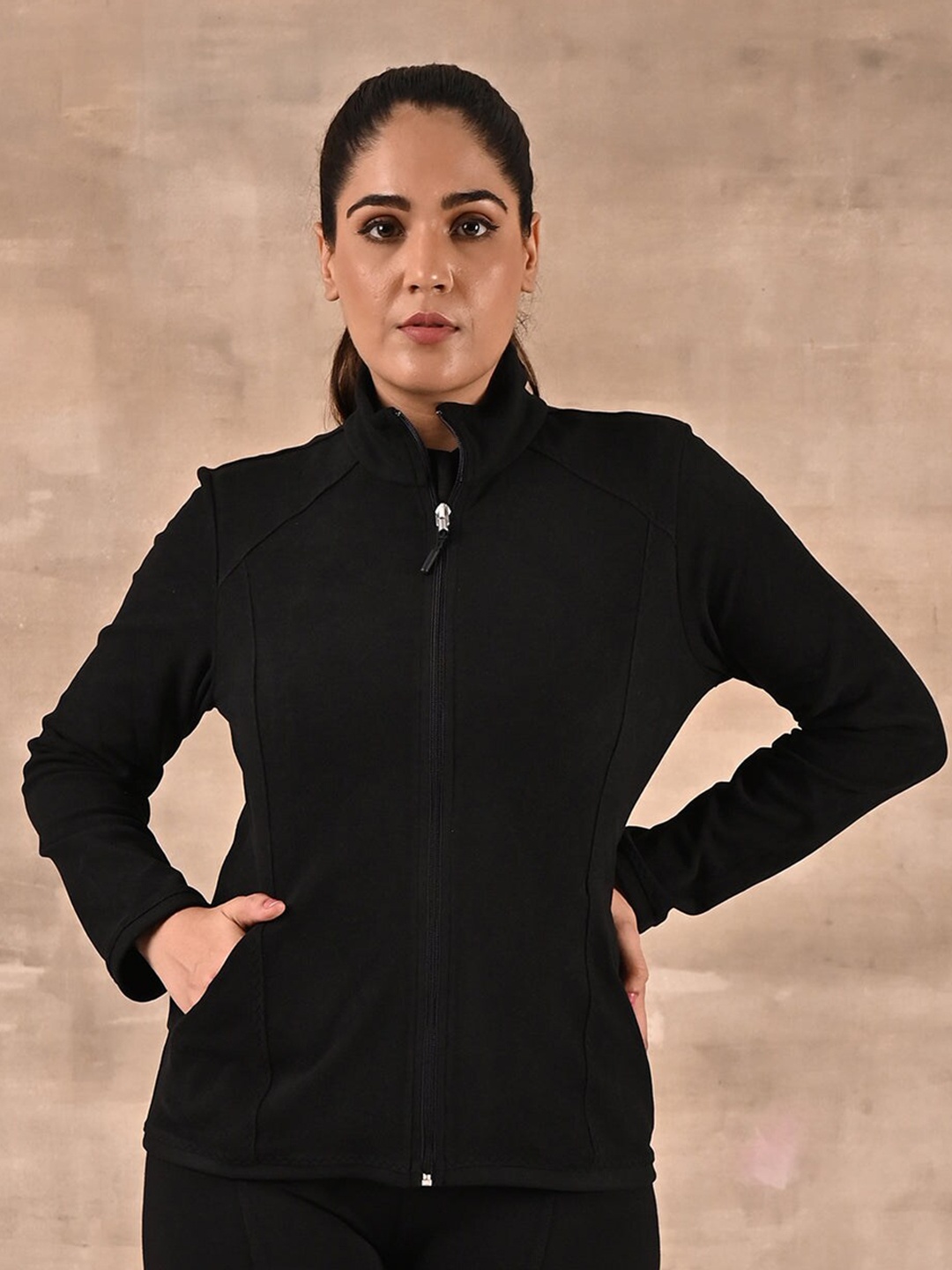 

Lakshita Women Black Outdoor Wool Open Front Jacket