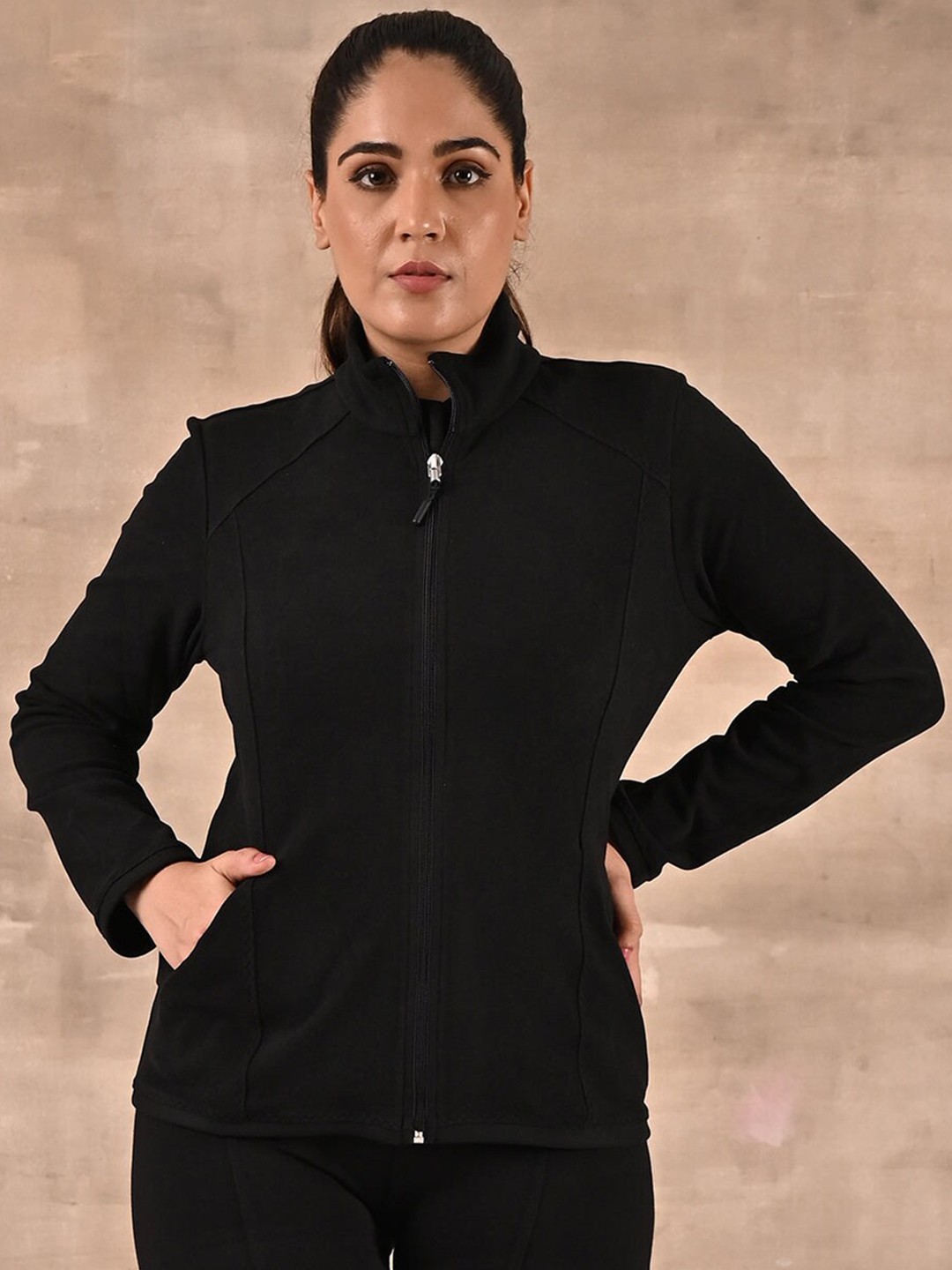 

Lakshita Women Black Outdoor Wool Open Front Jacket