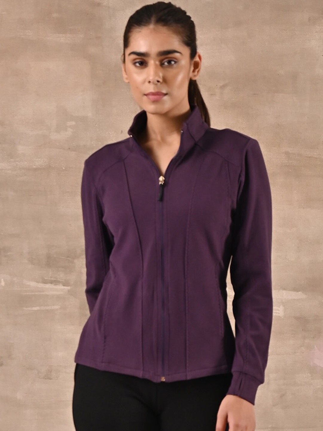 

Lakshita Women Purple Solid Outdoor Wool Tailored Jacket