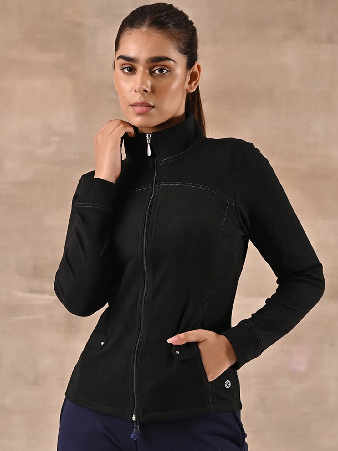 

Lakshita Women Black Solid Outdoor Wool Sporty Jacket