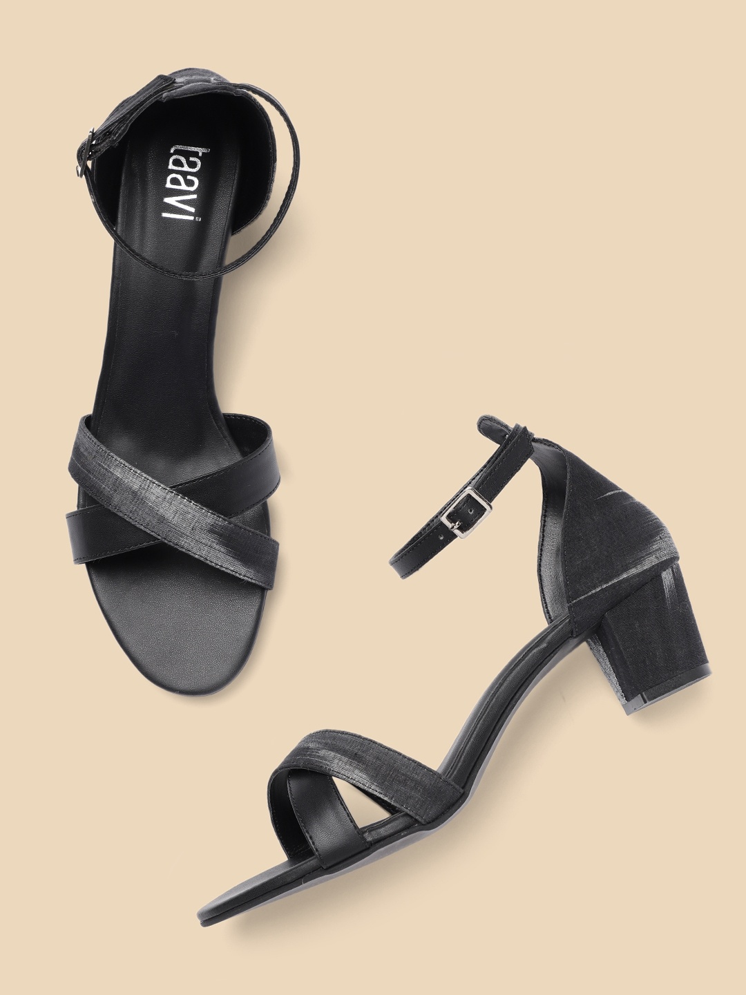 

Taavi Abstract Printed Criss Cross Strap Block Heels, Black