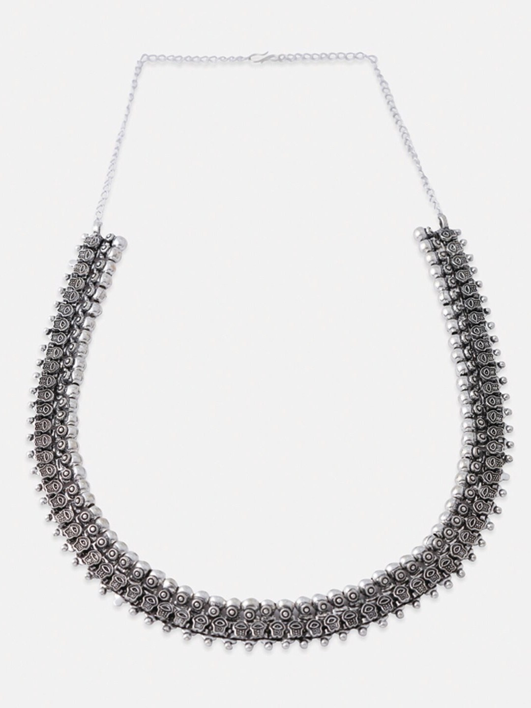

Tipsyfly Grey Melange Brass Silver-Plated Oxidised Necklace
