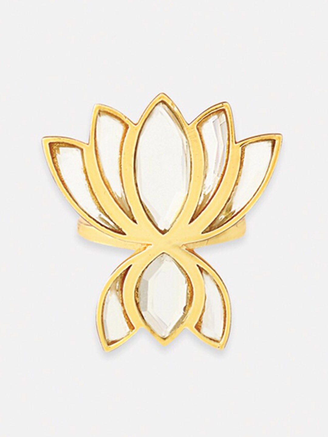 

Tipsyfly Gold-Plated White Crystal-Studded Ring