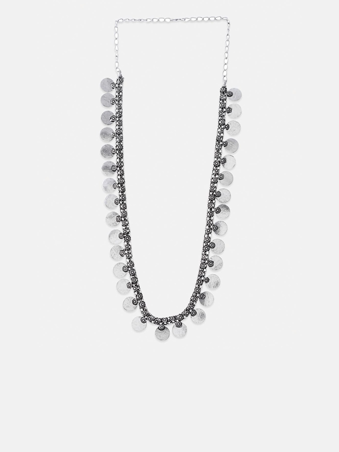 

Tipsyfly Silver-Toned & Grey Brass Silver-Plated Necklace