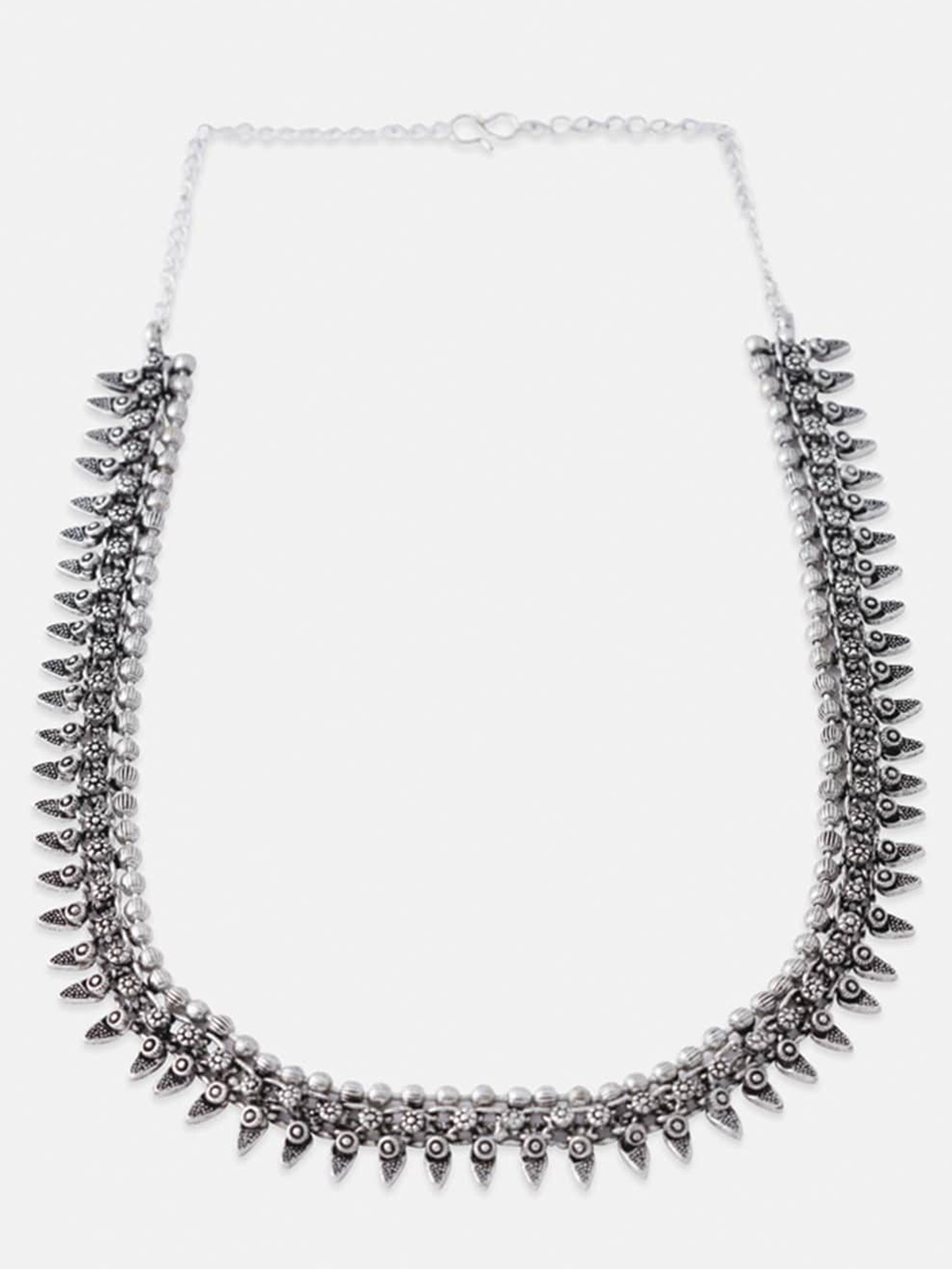 

Tipsyfly Silver-Toned & Grey Melange Brass Silver-Plated Necklace