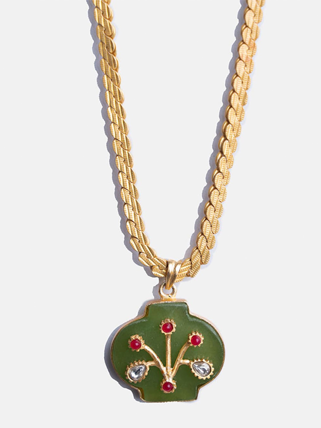 

Tipsyfly Gold-Toned & Green Brass Gold-Plated Necklace