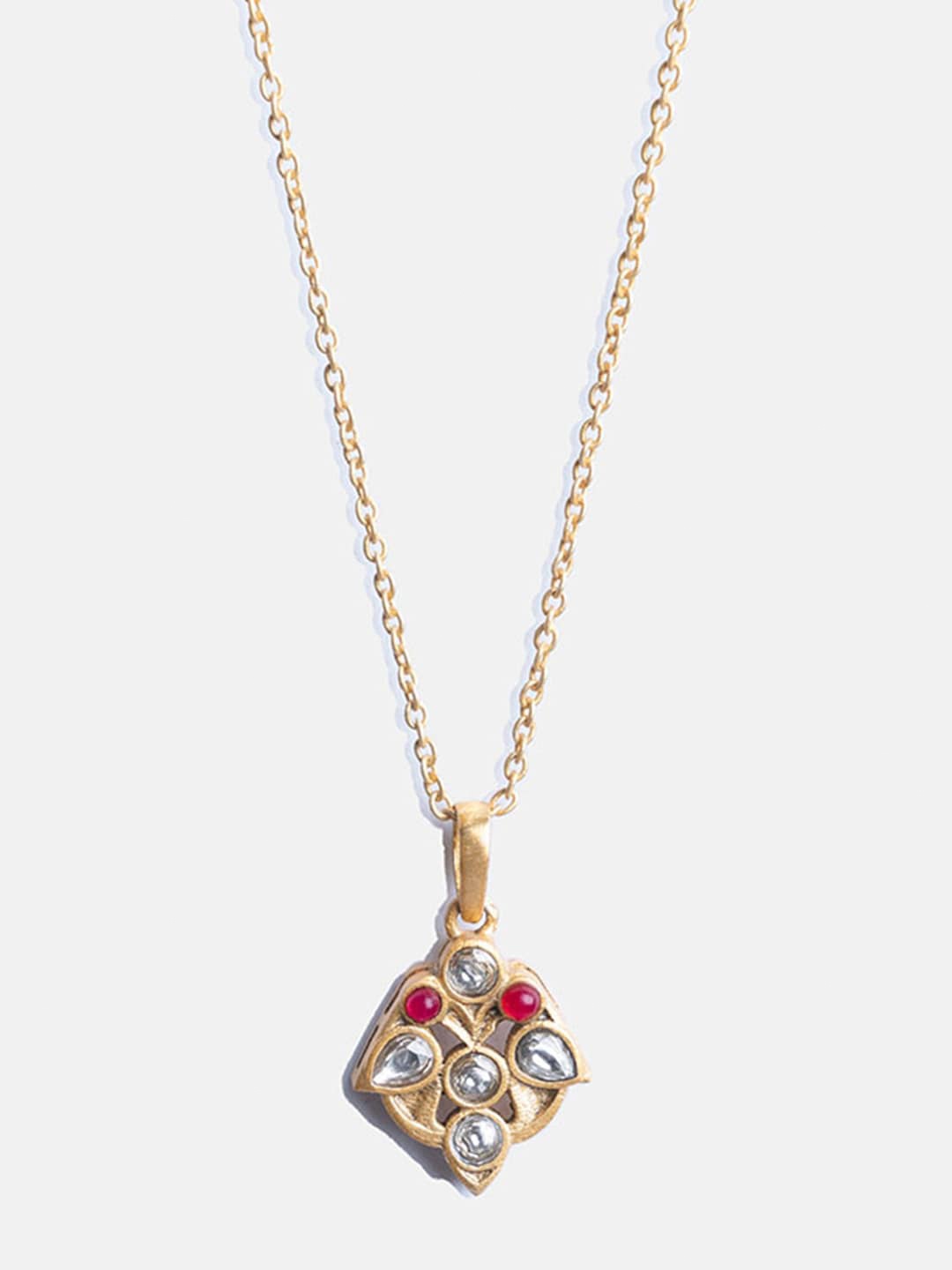 

Tipsyfly Gold-Toned & Red Brass Gold-Plated Necklace