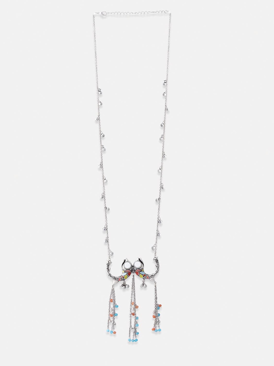 

Tipsyfly Silver-Toned & Grey Melange Brass Silver-Plated Necklace