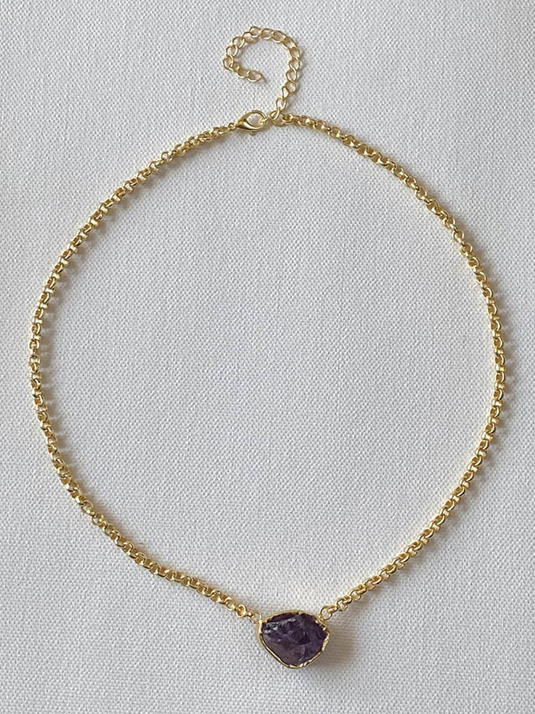 

Tipsyfly Gold-Toned & Purple Brass Gold-Plated Necklace