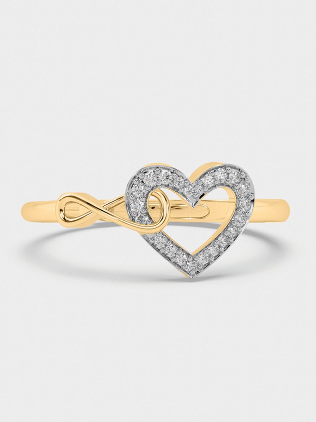

Tipsyfly Gold-Plated & Crystal Studded Intertwined Heart and Infinity Finger Ring