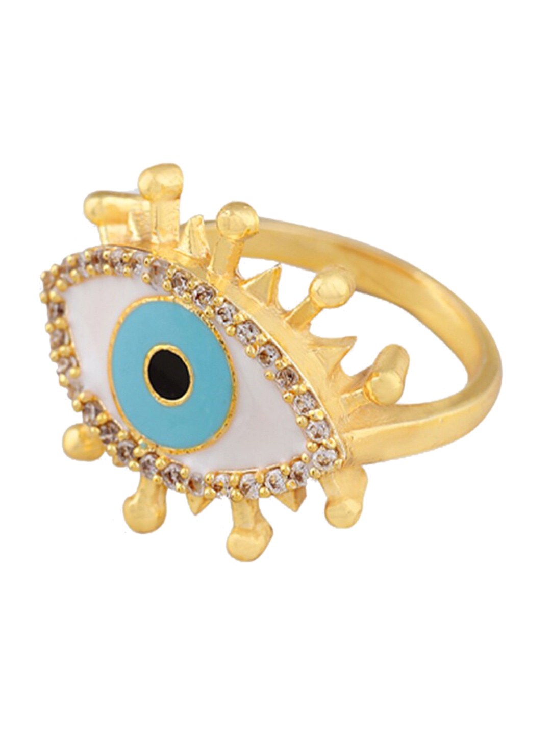 

Tipsyfly Women Gold-Plated & Enamel Evil Eye Finger Ring