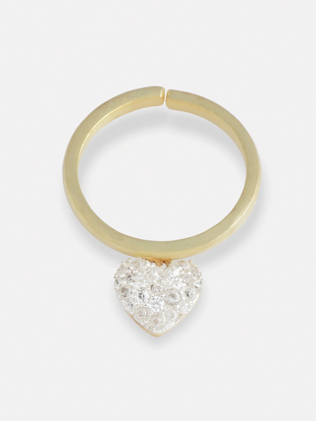 

Tipsyfly Gold-Plated White Crystal Studded Ring