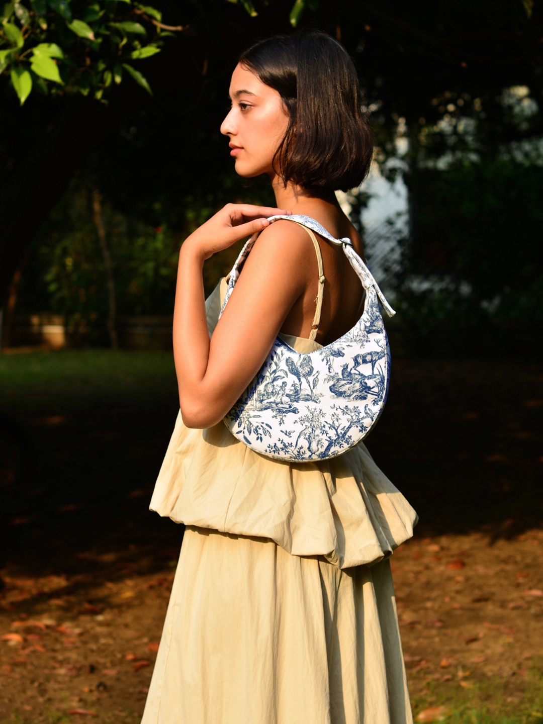 

EcoRight Printed Half Moon Hobo Bag, Blue