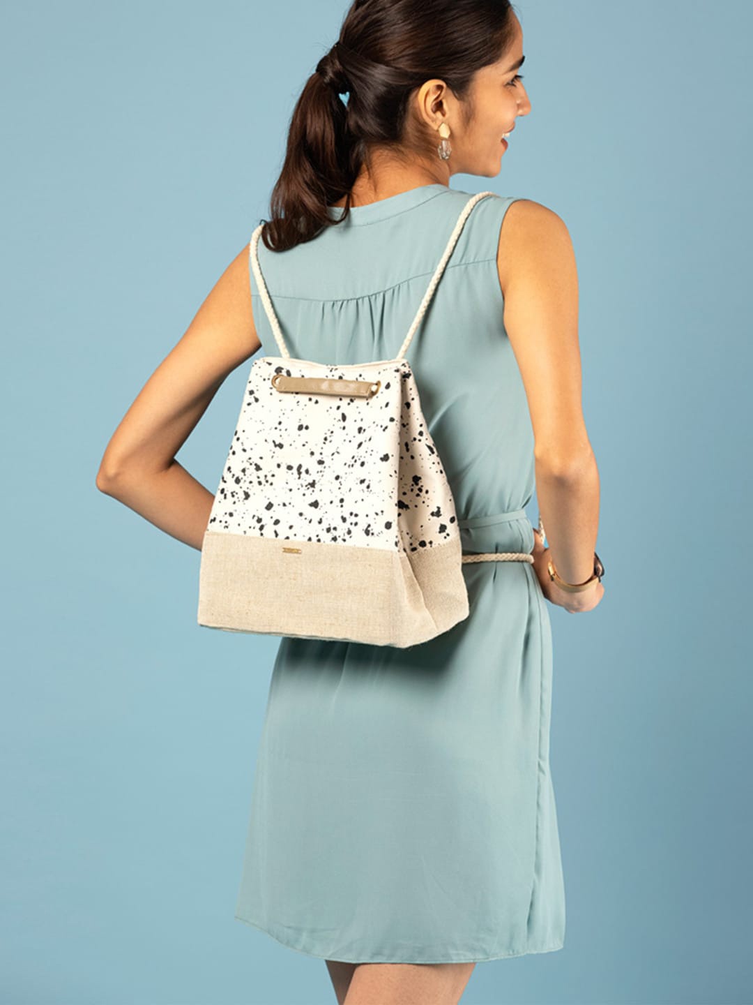 

EcoRight Beige Cotton Printed Structured Shoulder Bag