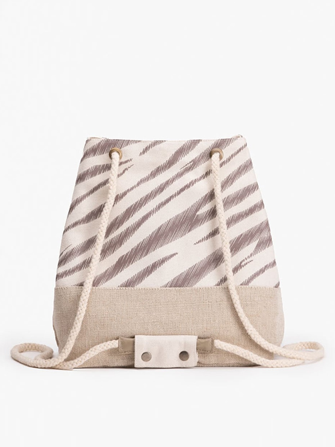 

EcoRight Beige Cotton Animal Striped Oversized Structured Shoulder Bag