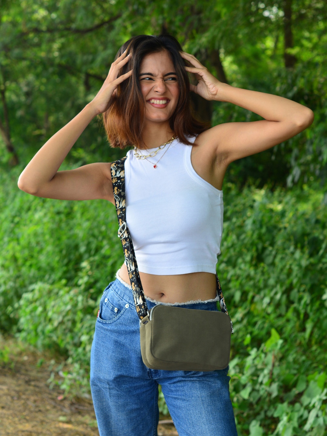 

EcoRight Olive Green Structured Sling Bag