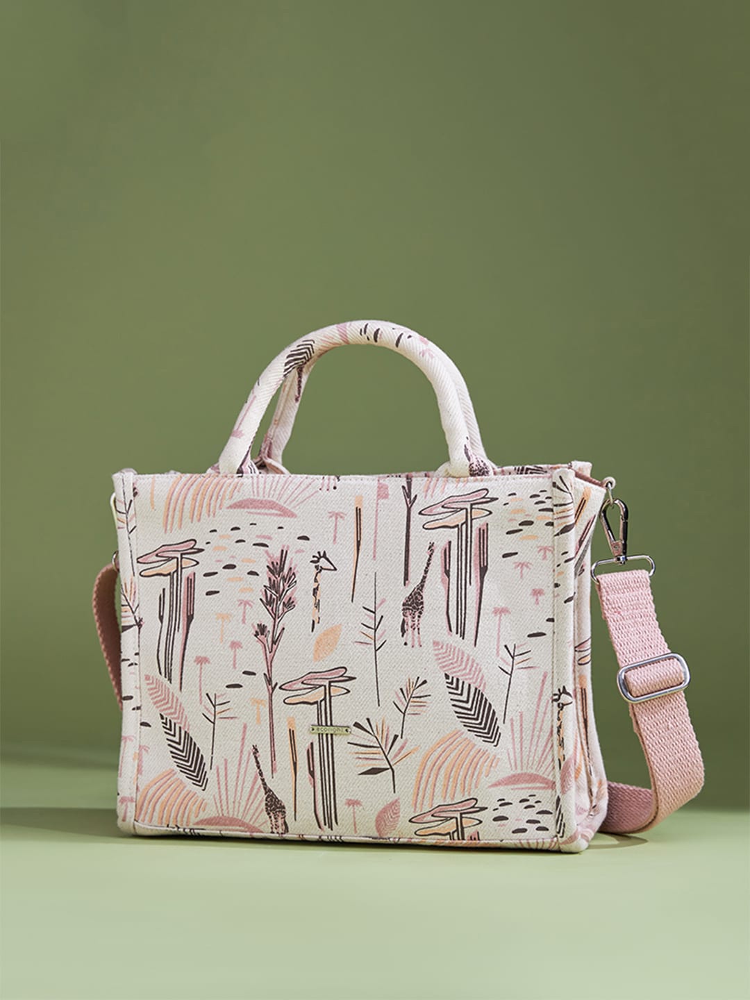 

EcoRight Printed Cotton Satchel Bag, Beige